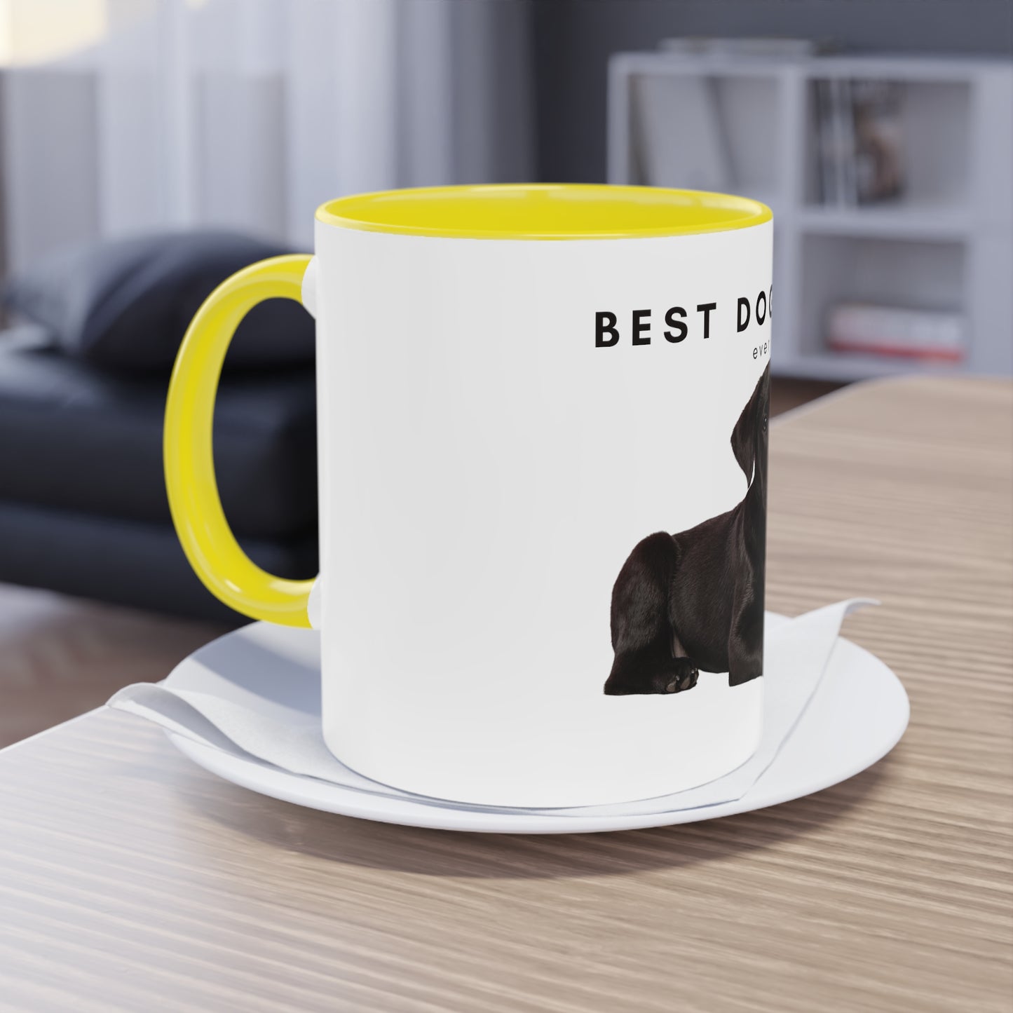 Best Dog Mom Black Lab Two-Tone Coffee Mug, 325ml - White