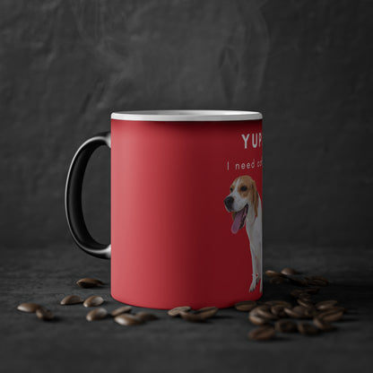 Yup I Need Coffee Adult Beagle Magic Mug, 325ml - Red