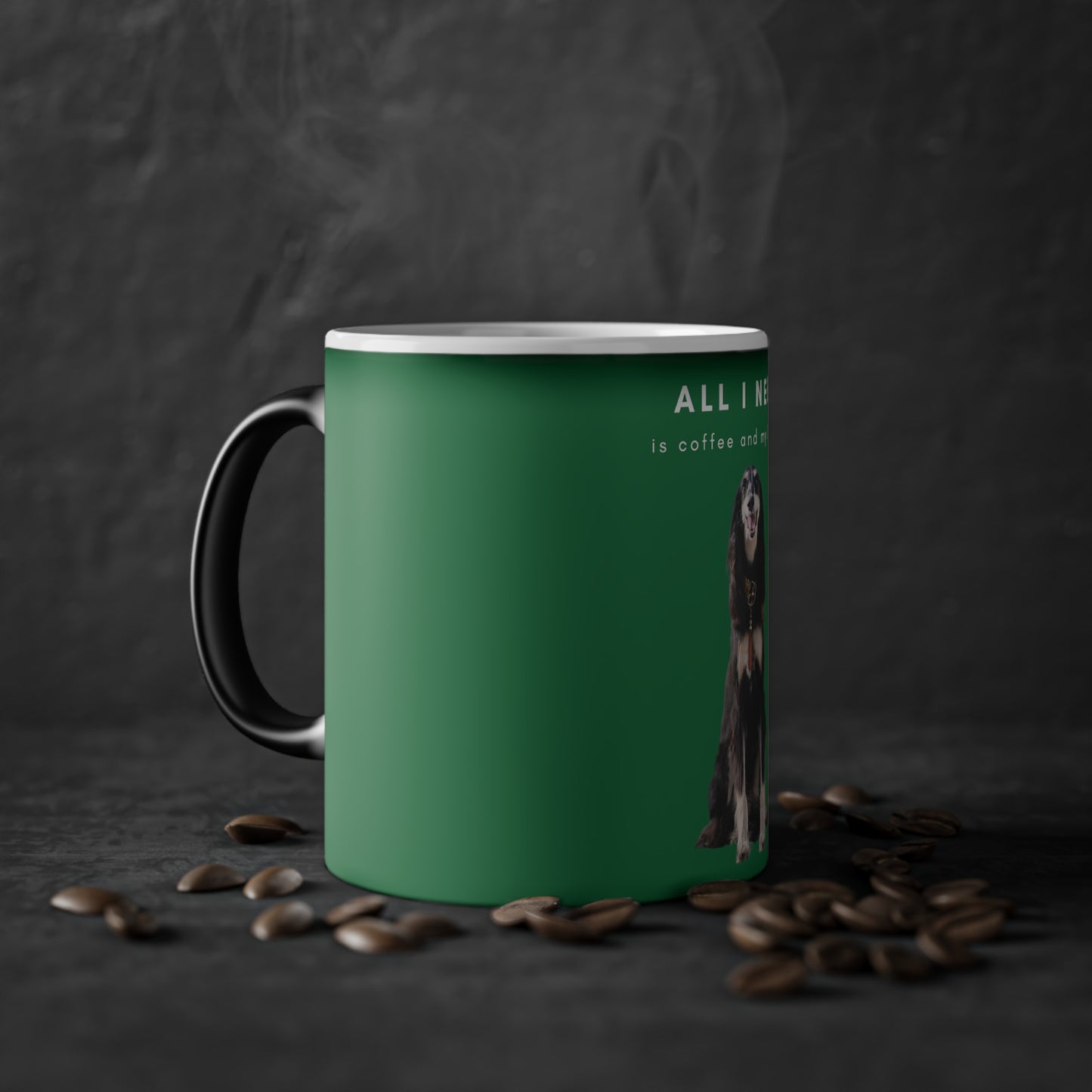 All I Need Is Coffee And My Saluki Magic Mug, 325ml - Green