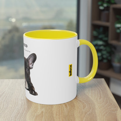 All I Need Is Coffee And My Frenchie Black French Bulldog Puppy Two-Tone Coffee Mug, 325ml - White