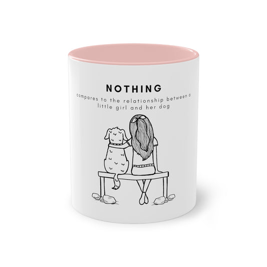 Nothing Compares Little Girl And Dog Two-Tone Coffee Mug, 325ml - White