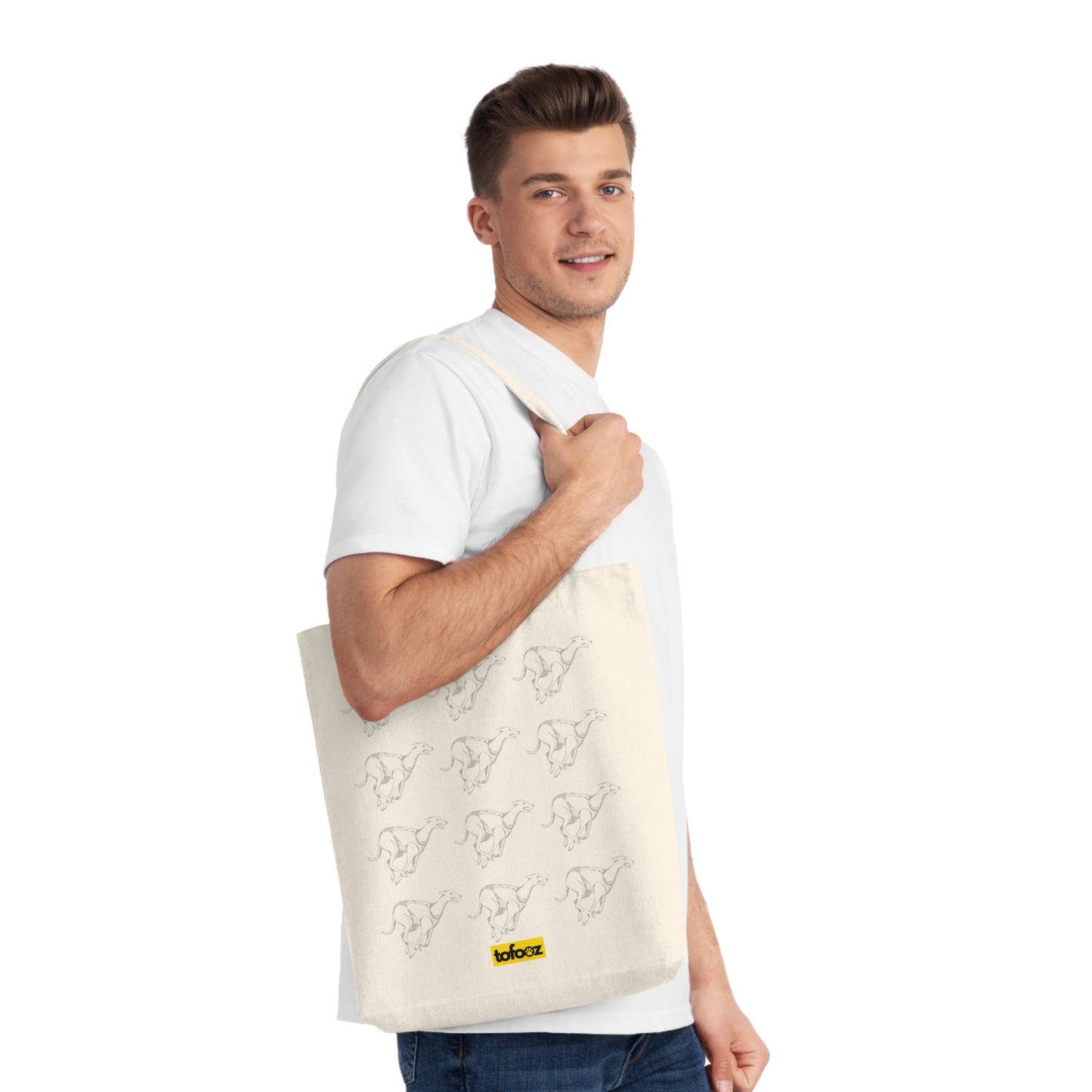 Greyhound Running Print Woven Tote Bag