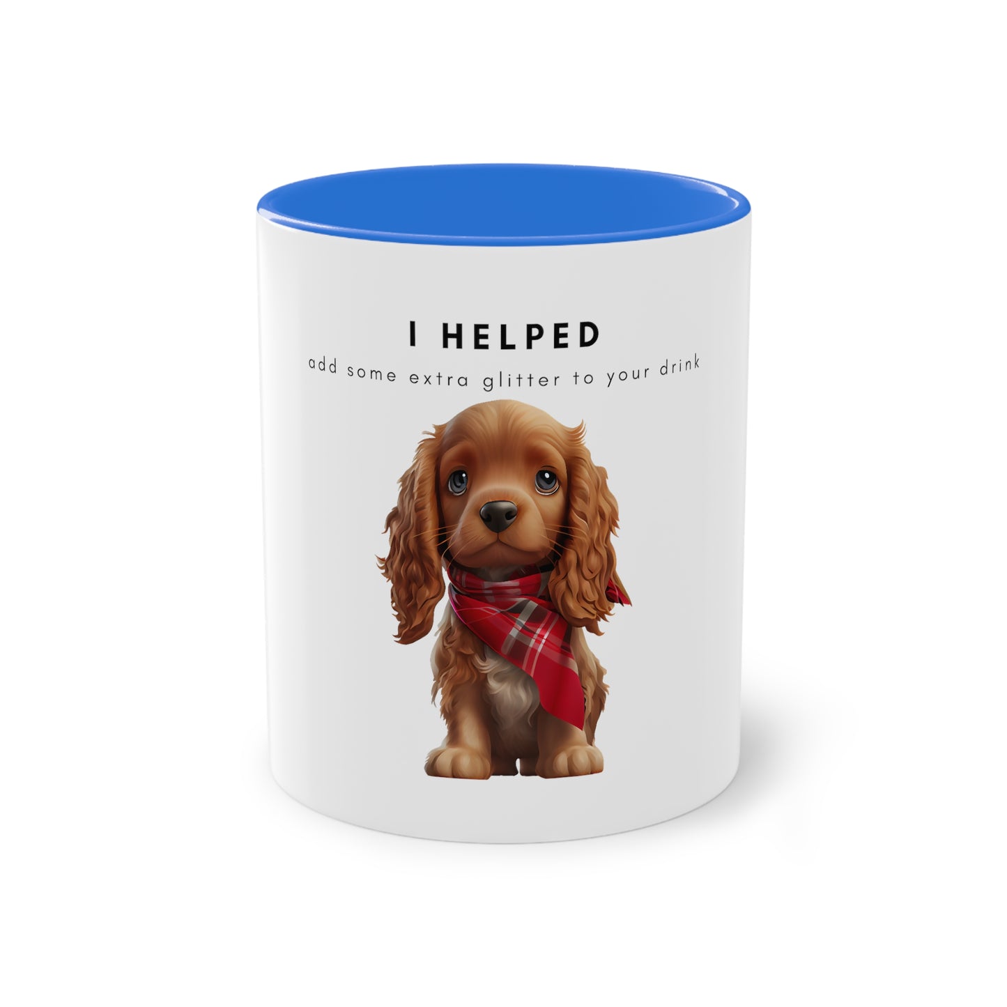 I Helped Add Glitter Cocker Spaniel Graphic Two-Tone Coffee Mug, 325ml - White