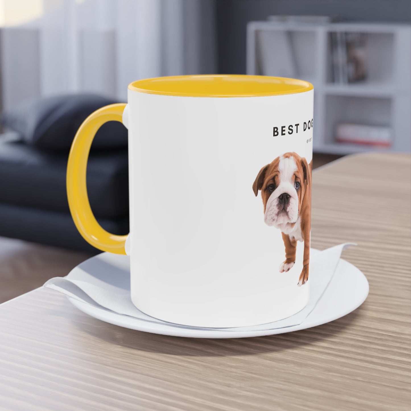 Best Dog Mom Ever English Bulldog Two-Tone Coffee Mug, 325ml - White