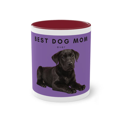 Best Dog Mom Black Lab Two-Tone Coffee Mug, 325ml - Purple