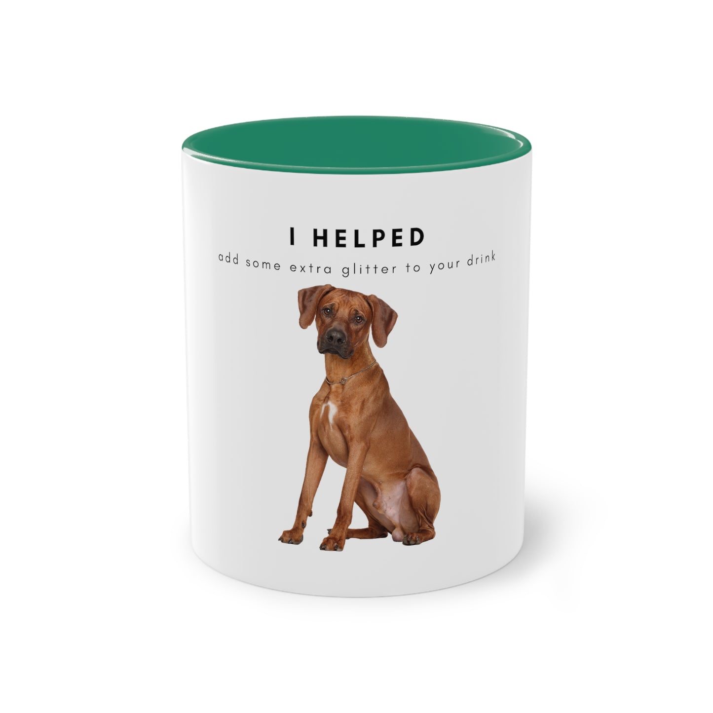 I Helped Add Glitter Ridgeback Sitting Two-Tone Coffee Mug, 325ml - White