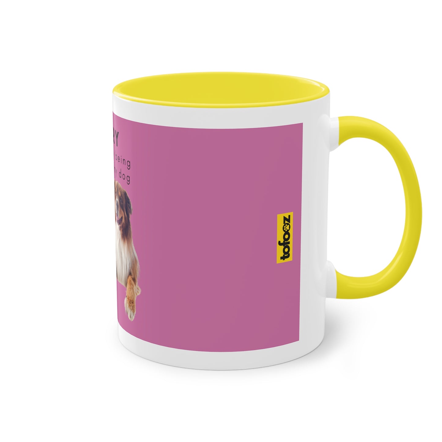 Sorry Too Busy Being Trained Red Merle Aussie Two-Tone Coffee Mug, 325ml - Pink