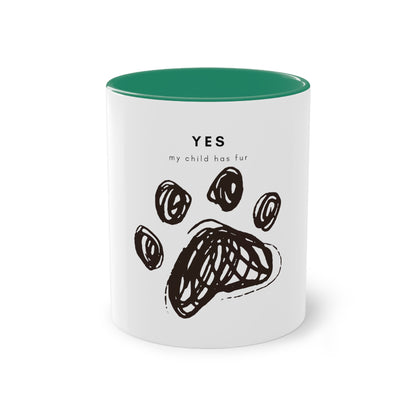 Yes My Child Has Fur Two-Tone Coffee Mug, 325ml - White