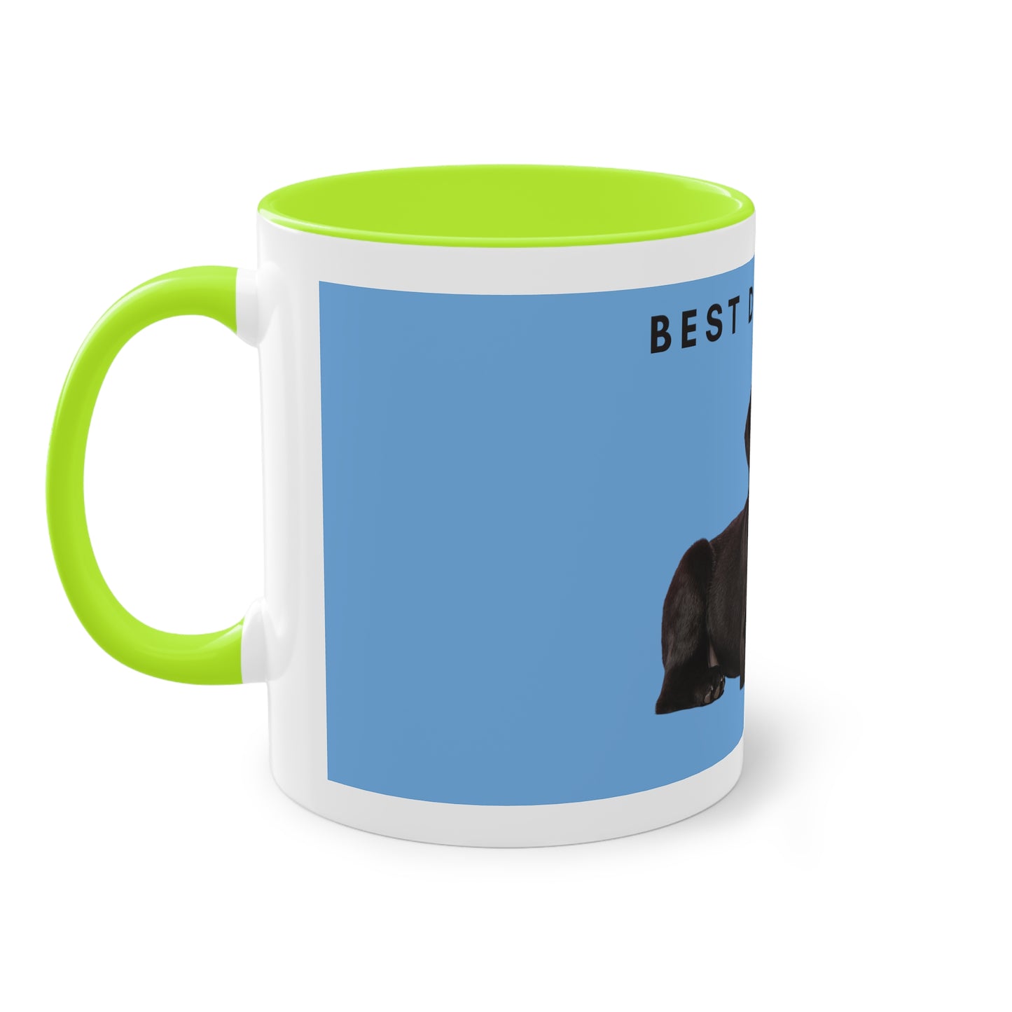 Best Dog Mom Black Lab Two-Tone Coffee Mug, 325ml - Light Blue