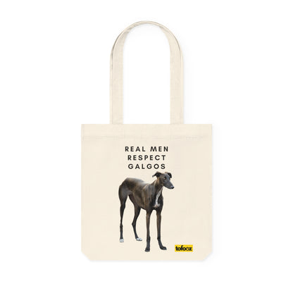 Real Men Respect Galgos Brown White Chest Woven Tote Bag