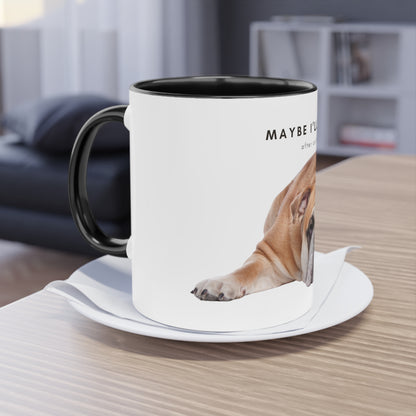 Maybe After Coffee Bulldog Two-Tone Coffee Mug, 325ml - White