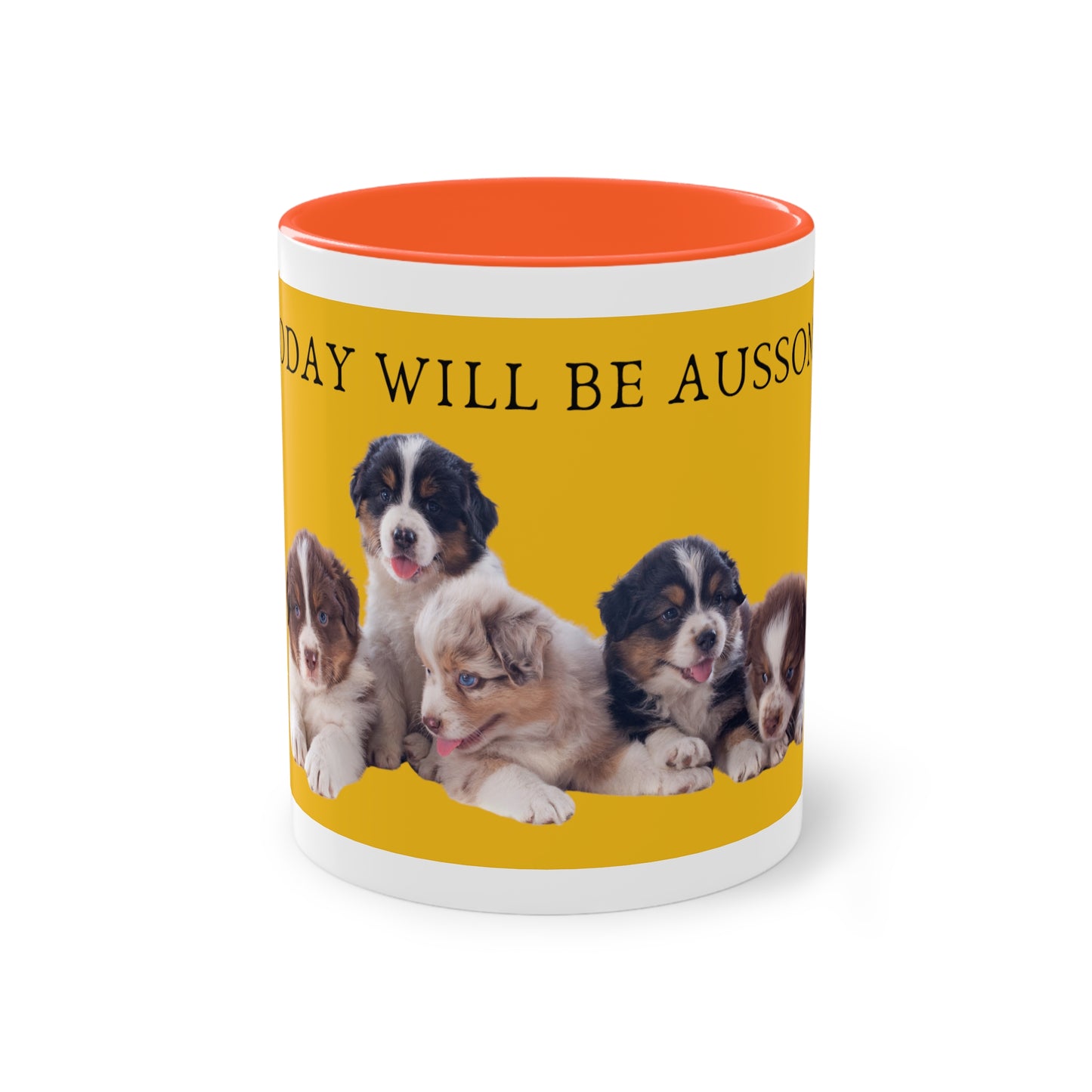 Today Will Be Aussome Aussie Puppies Two-Tone Coffee Mug, 325ml - Yellow