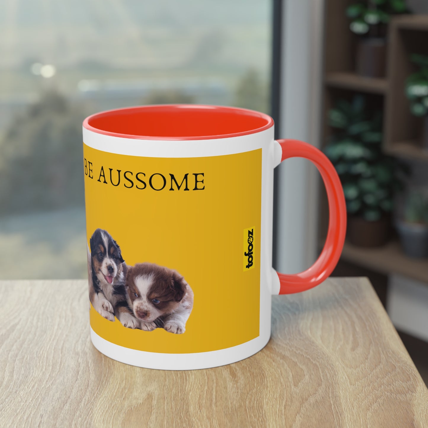 Today Will Be Aussome Aussie Puppies Two-Tone Coffee Mug, 325ml - Yellow