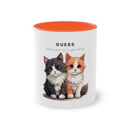 Guess Whose Hair Cats Two-Tone Coffee Mug, 325ml - White