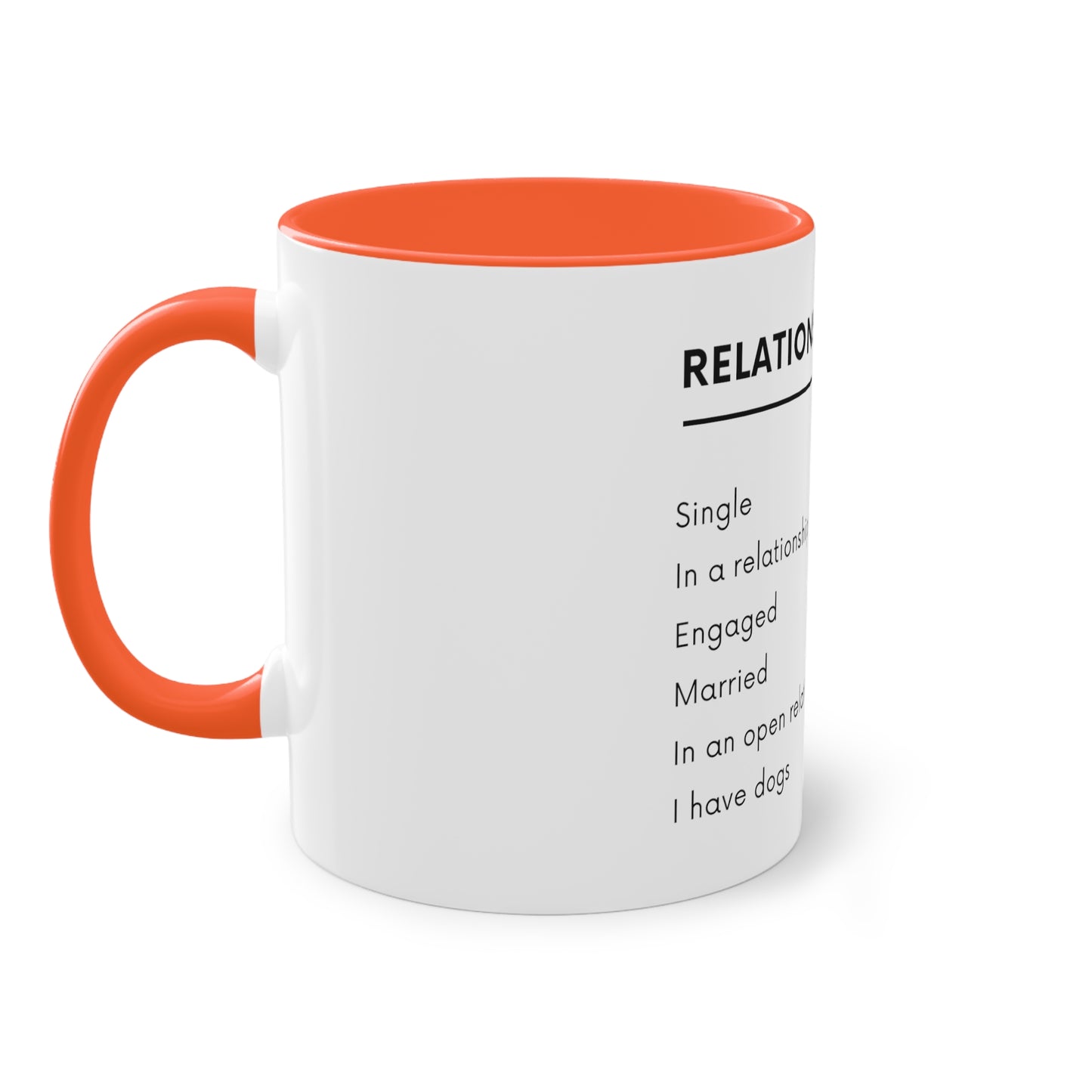 Relationship Status, I Have Dogs Two-Tone Coffee Mug, 325ml - White