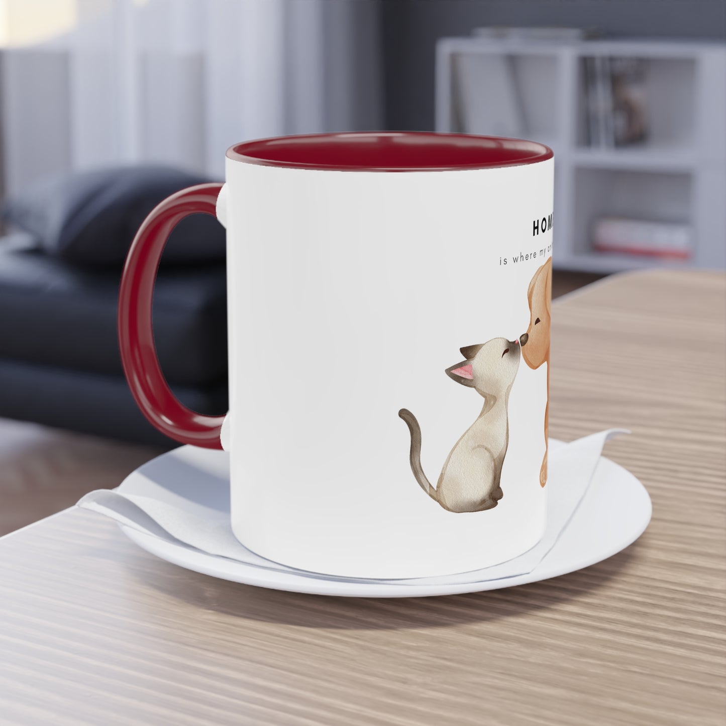 Home Is Where My Animals Are Two-Tone Coffee Mug, 325ml - White