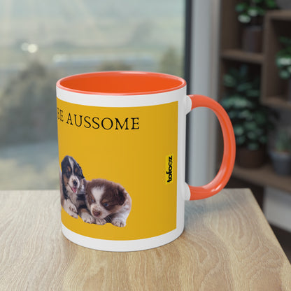 Today Will Be Aussome Aussie Puppies Two-Tone Coffee Mug, 325ml - Yellow