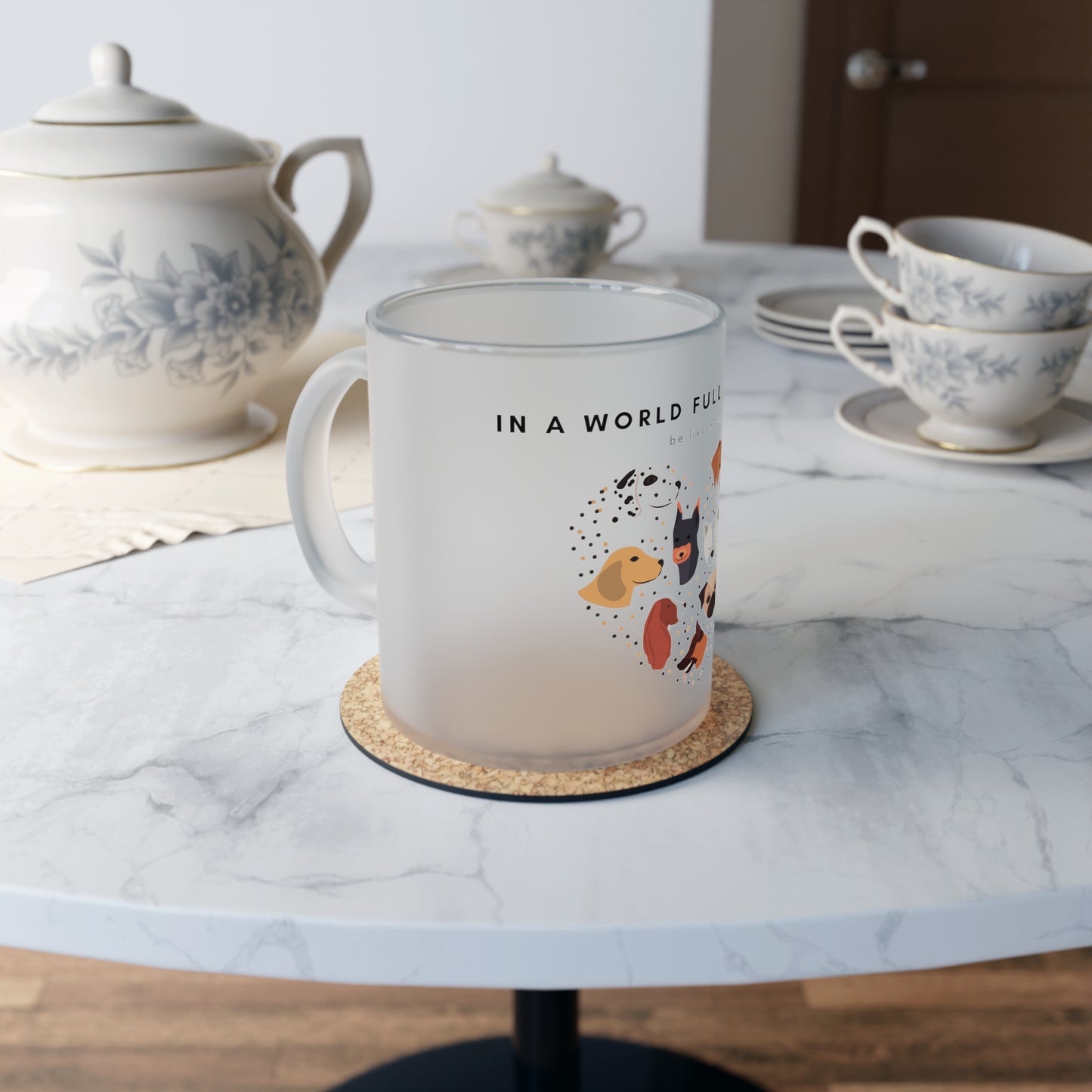 In A World Full Of People Dog - Frosted Glass Mug, 325ml