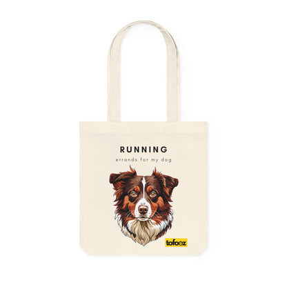 Running Errands For My Dog Red Tri Aussie Woven Tote Bag