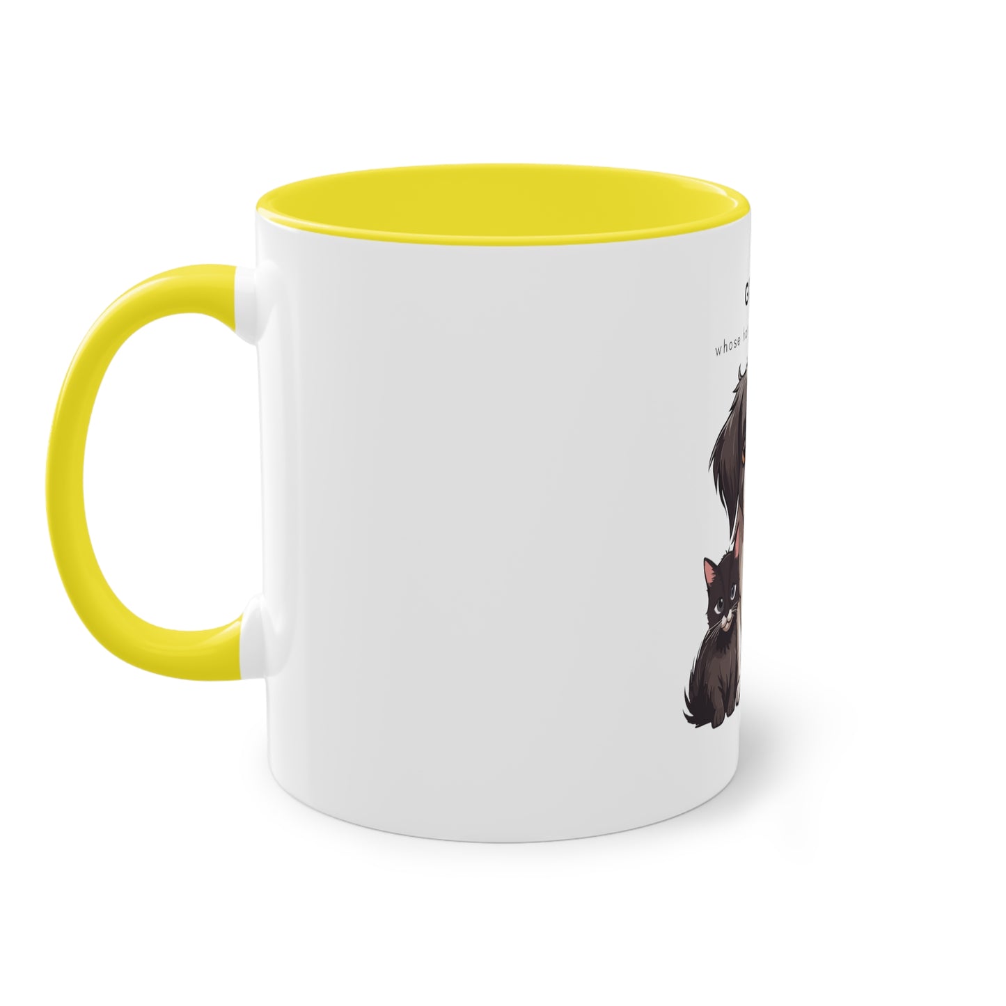 Guess Whose Hair Cats and Dog Two-Tone Coffee Mug, 325ml - White