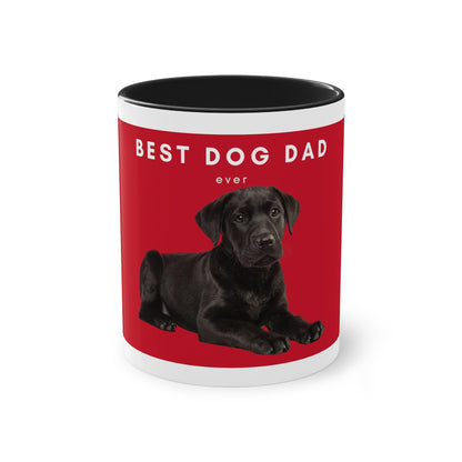 Best Dog Dad Black Lab Two-Tone Coffee Mug, 325ml - Red