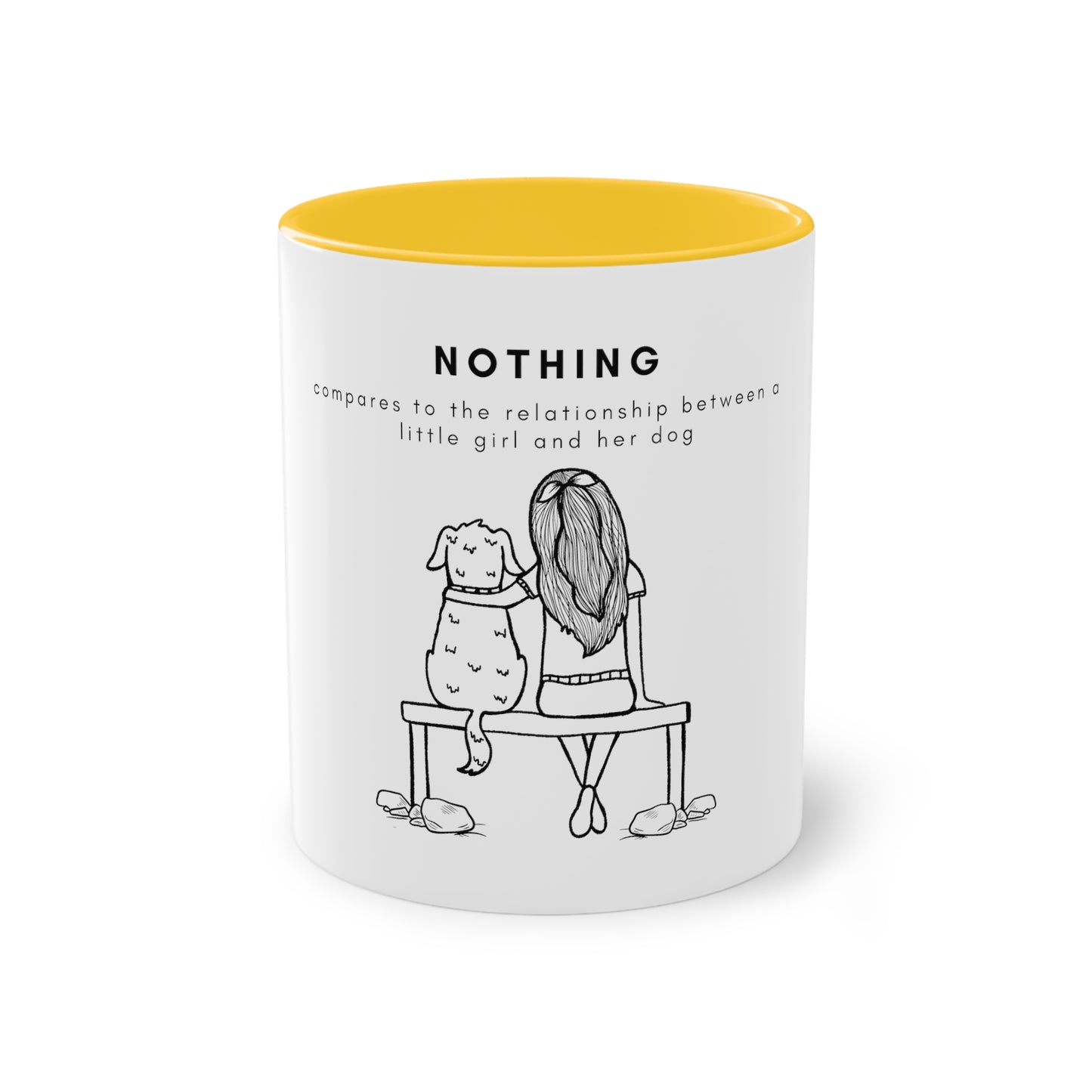 Nothing Compares Little Girl And Dog Two-Tone Coffee Mug, 325ml - White