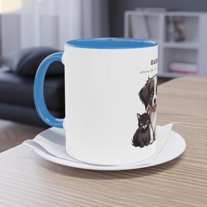 Guess Whose Hair Cats and Dog Two-Tone Coffee Mug, 325ml - White