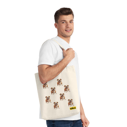 English Bulldog Print Woven Tote Bag