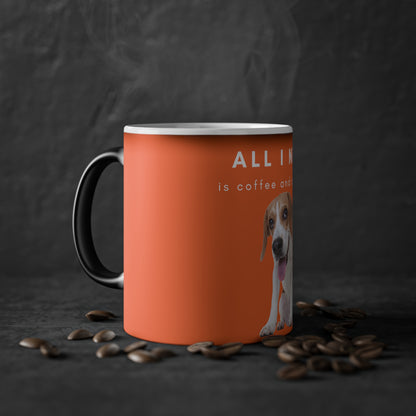 All I Need Is Coffee And A Beagle Magic Mug, 325ml - Orange