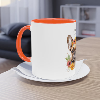 Just Breathe French Bulldog Two-Tone Coffee Mug, 325ml - White