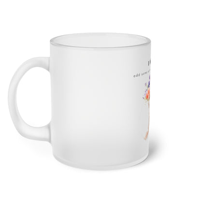 I Helped Add Glitter Poodle Flowers - Frosted Glass Mug, 325ml