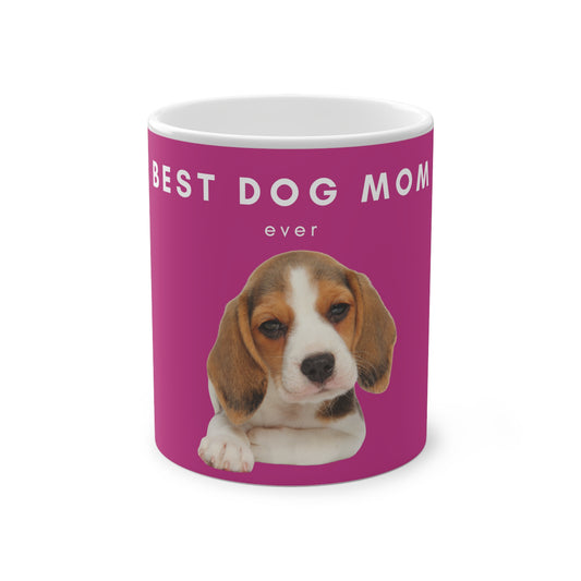 Best Dog Mom Beagle Magic Mug, 325ml - Pink