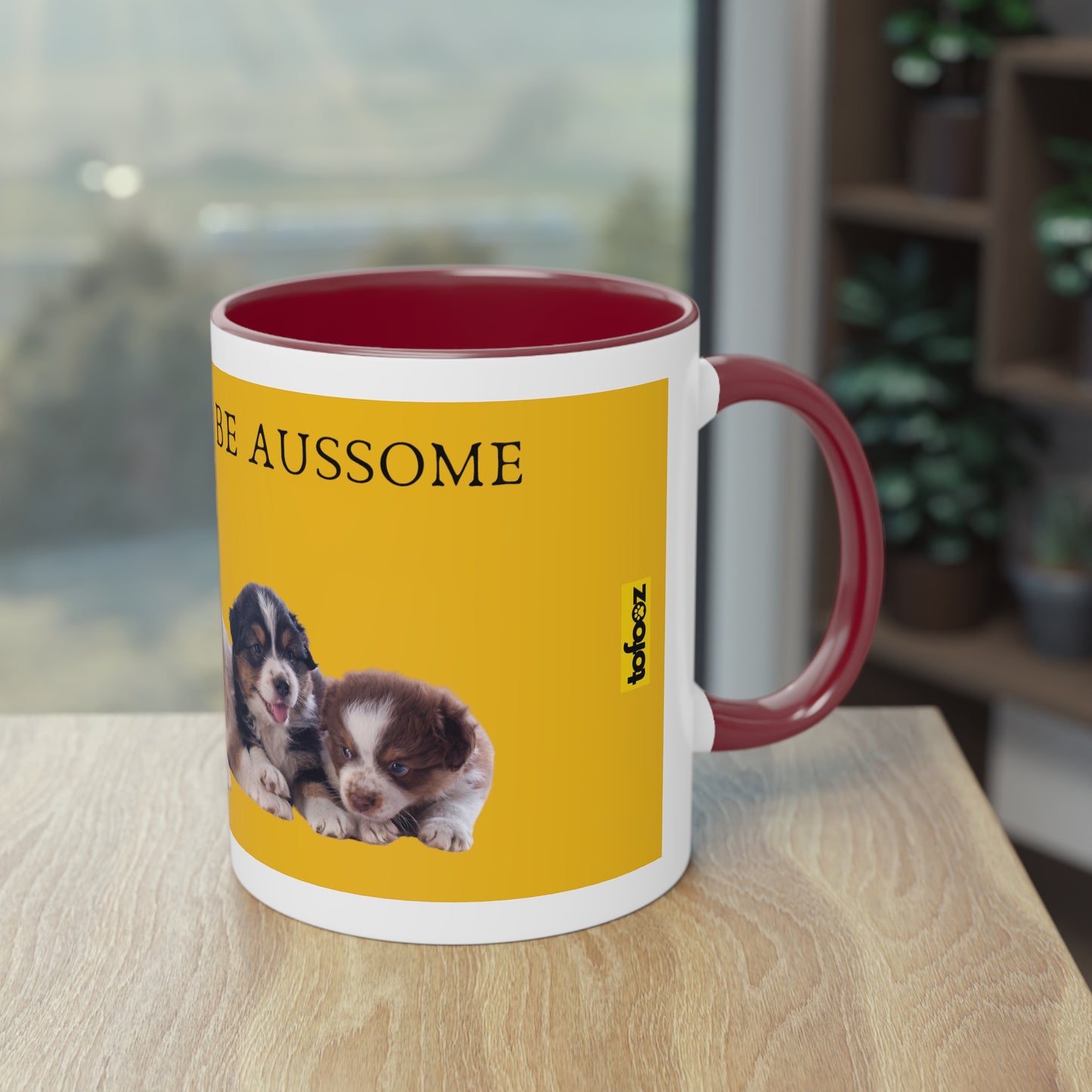 Today Will Be Aussome Aussie Puppies Two-Tone Coffee Mug, 325ml - Yellow