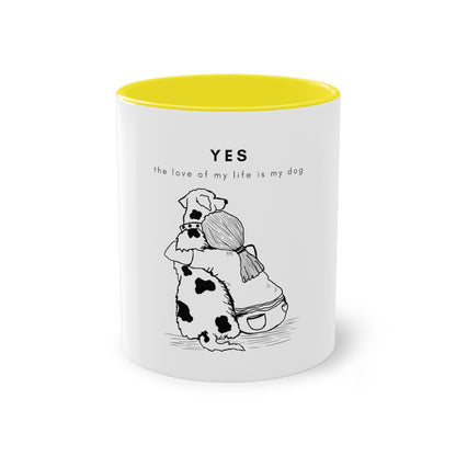 Yes Love Of My Life Dog Two-Tone Coffee Mug, 325ml - White