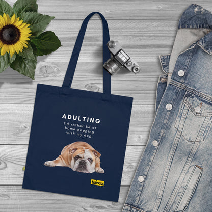 Adulting Rather Be Napping English Bulldog Organic Cotton Tote Bag