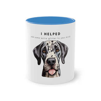 I Helped Add Glitter Great Dane Tongue Out Two-Tone Coffee Mug, 325ml - White