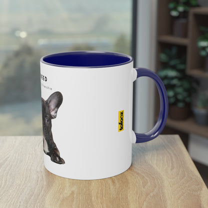 All I Need Is Coffee And My Frenchie Black French Bulldog Puppy Two-Tone Coffee Mug, 325ml - White