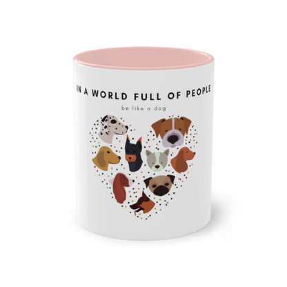 In A World Full Of People Dog Two-Tone Coffee Mug, 325ml - White