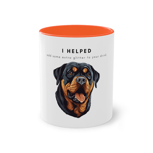 I Helped Add Glitter Rottweiler Two-Tone Coffee Mug, 325ml - White