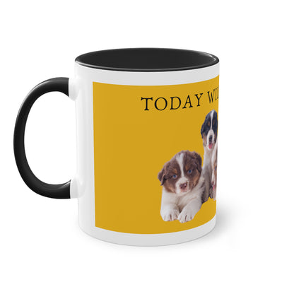 Today Will Be Aussome Aussie Puppies Two-Tone Coffee Mug, 325ml - Yellow