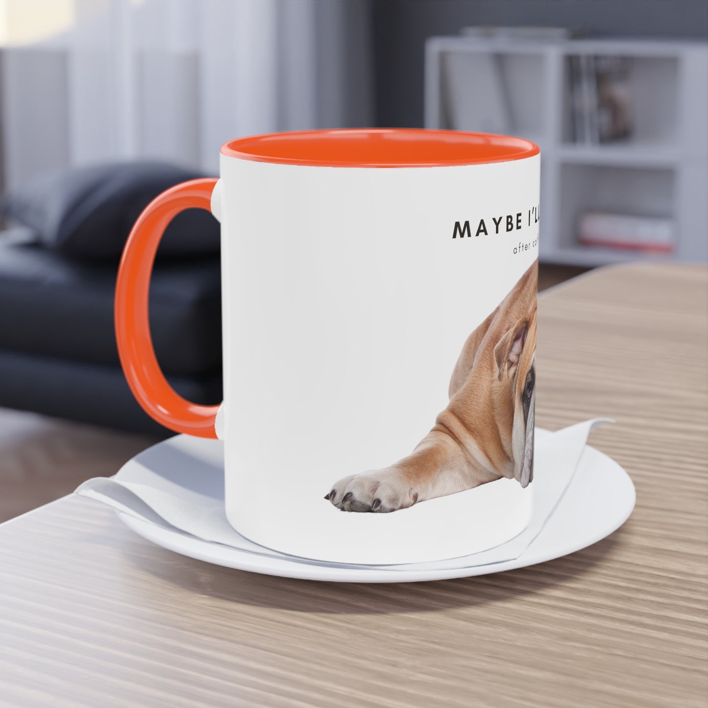 Maybe After Coffee Bulldog Two-Tone Coffee Mug, 325ml - White