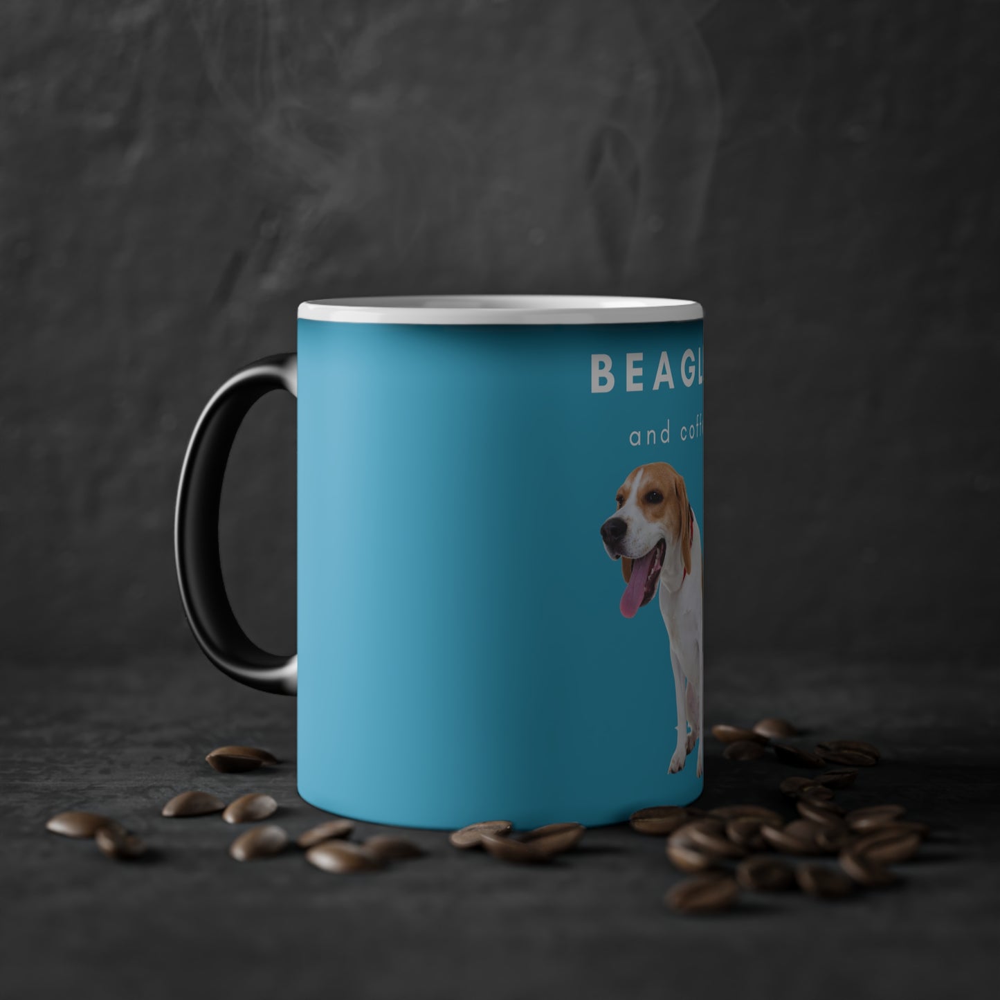 Beagle And Coffee Magic Mug, 325ml - Turquoise