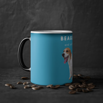 Beagle And Coffee Magic Mug, 325ml - Turquoise