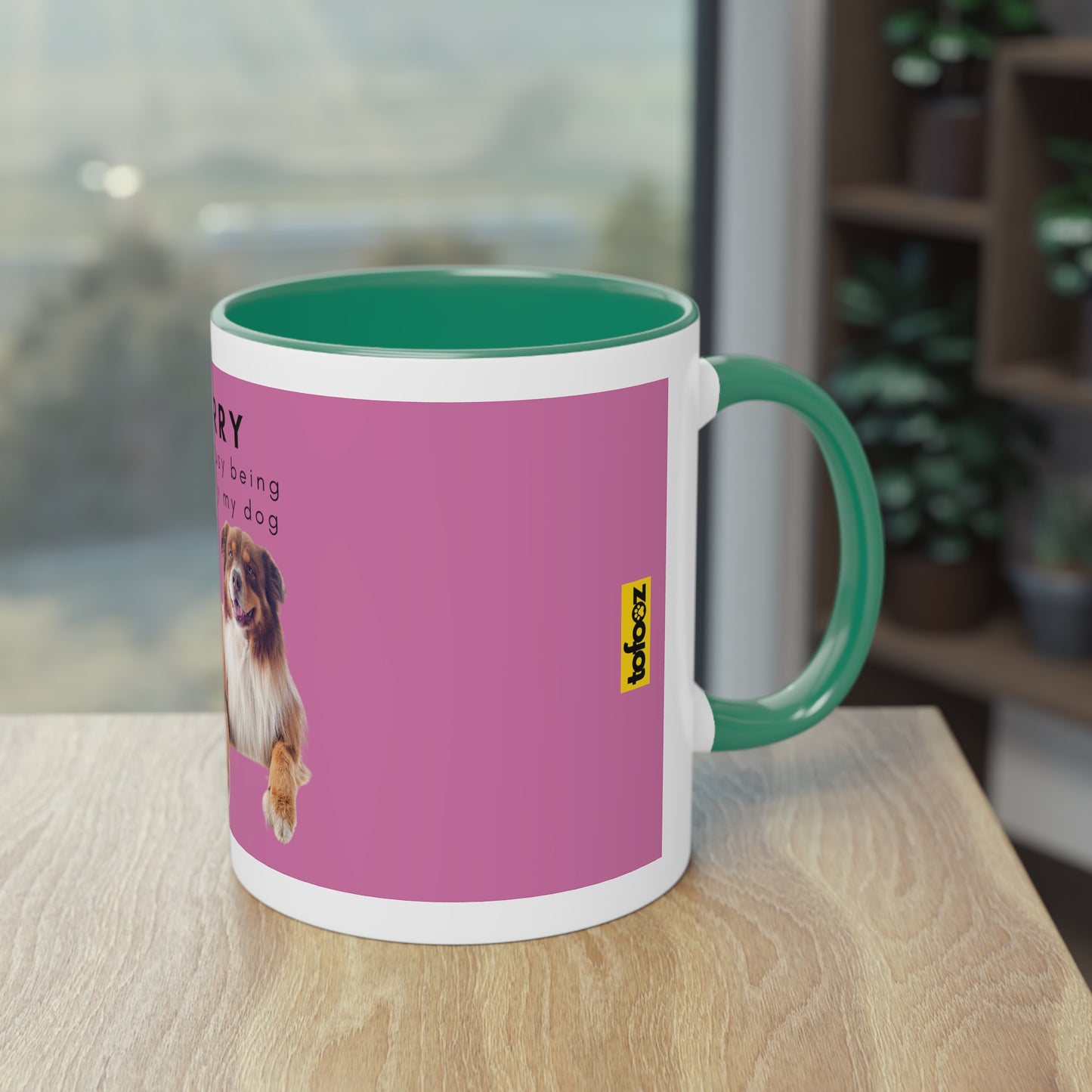 Sorry Too Busy Being Trained Red Merle Aussie Two-Tone Coffee Mug, 325ml - Pink