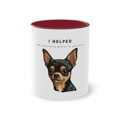 I Helped Add Glitter Chihuahua Two-Tone Coffee Mug, 325ml - White