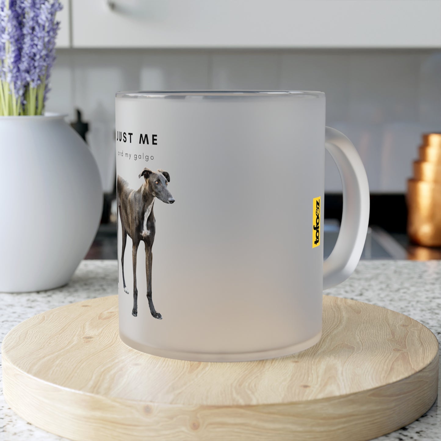 Just Me And My Galgo Brown White Chest - Frosted Glass Mug, 325ml