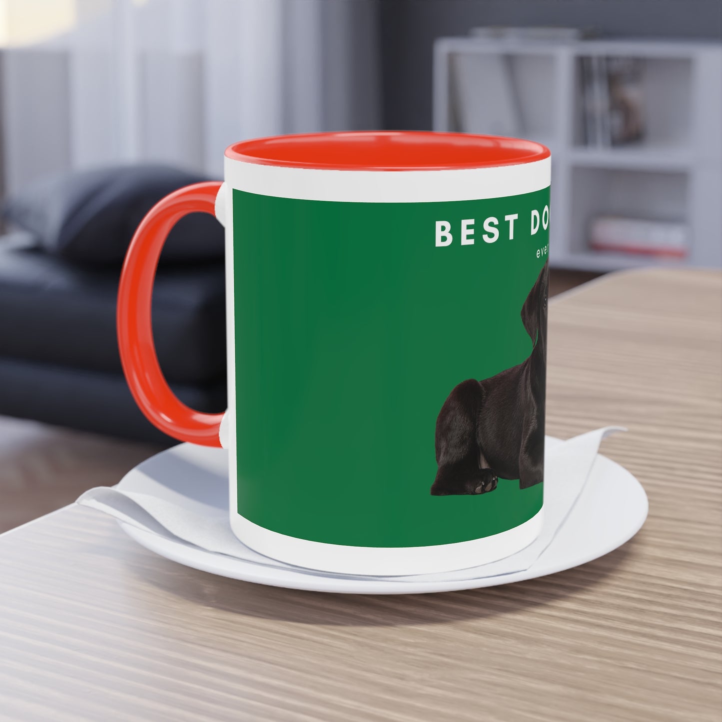 Best Dog Dad Black Lab Two-Tone Coffee Mug, 325ml - Green