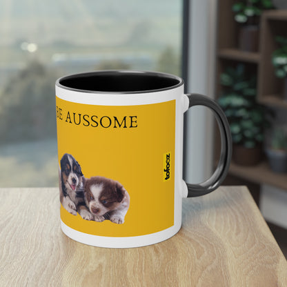 Today Will Be Aussome Aussie Puppies Two-Tone Coffee Mug, 325ml - Yellow