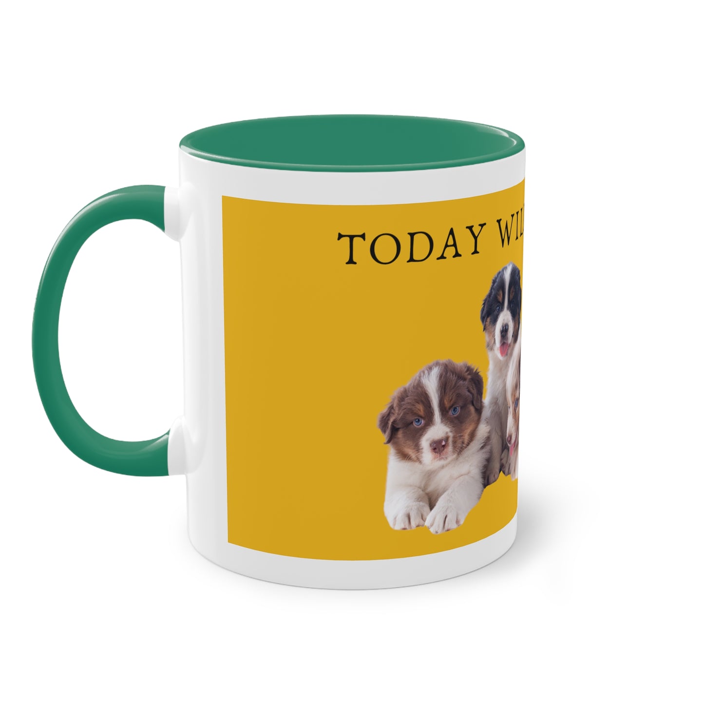 Today Will Be Aussome Aussie Puppies Two-Tone Coffee Mug, 325ml - Yellow