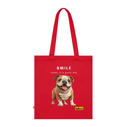 Smile Good Day English Bulldog Organic Cotton Tote Bag